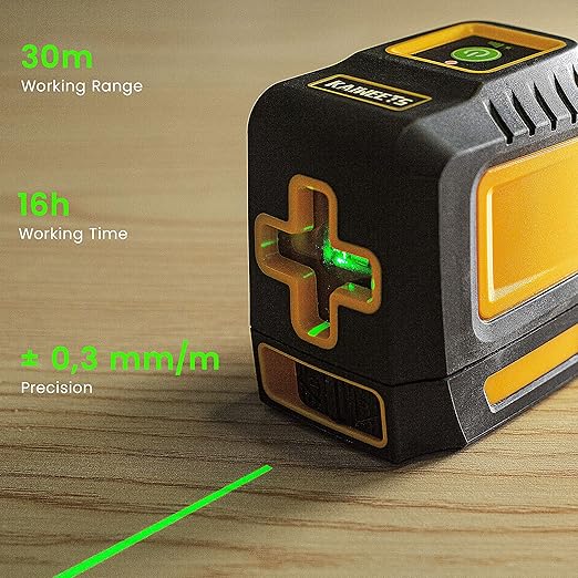 KAIWEETS Laser Level, 98ft Green Self-Leveling Laser Line with Magnetic Base, with Adjustable Lightness Line Cross Laser Level for Picture Hanging EETS T03
