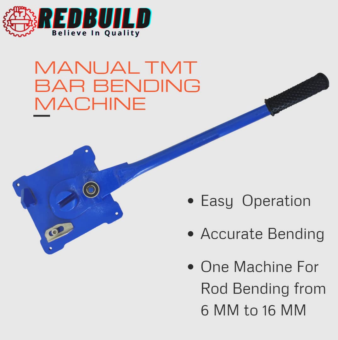 REDBUILD™ Heavy Duty Manual Bar Bending Machine | TMT Rebar Tool | Stirrup Ring Making | Construction Equipment | Rod Bender Tools