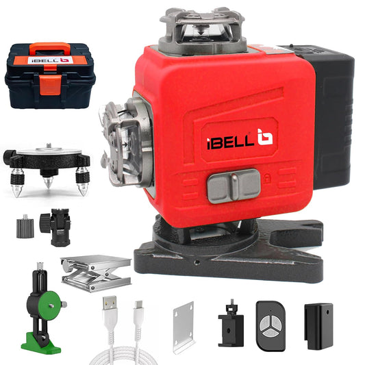 iBELL IBL LL5-16 Professional 16-Line Green Beam Self-Leveling Laser Level, 8 Horizontal & 8 Vertical, ±1mm Class II,Tripod Compatible, with 2 Rechargeable Batteries for Home, DIY & Professional Use