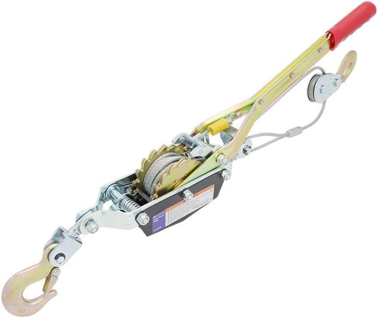 HELLARO 2-Ton Power Hand Winch Puller, Double Gear Winch Puller for Automotive, Construction, Farm, Ranch, Fences Uses
