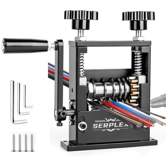 Serplex® 6 in 1 Cable Stripping Machine with Hand Crank Manual/Drill-Operated Wire Stripping Tool, 5 Channels Wire Stripper Tool for 1-17mm Dia Cable Bench Fixed Cable Stripping Tool