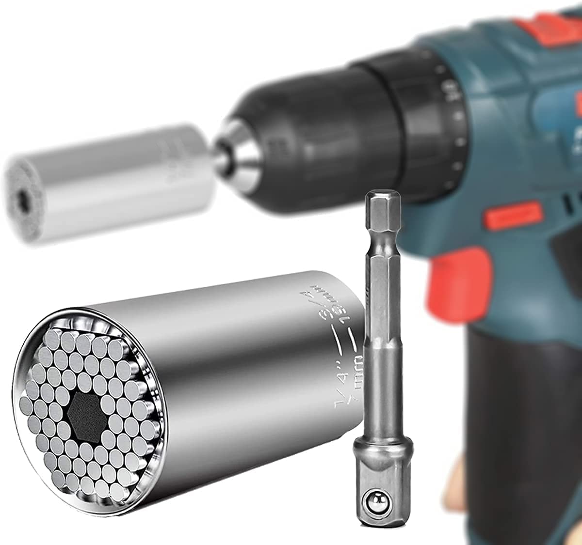 TCCO ENTERPRISE Universal Wrench Socket Tools Multi-Size in One Self Adjustable for Regularity or Irregularity Screw Improvement & Joint for Electric Drill, Flat, Fixed Square and Hex